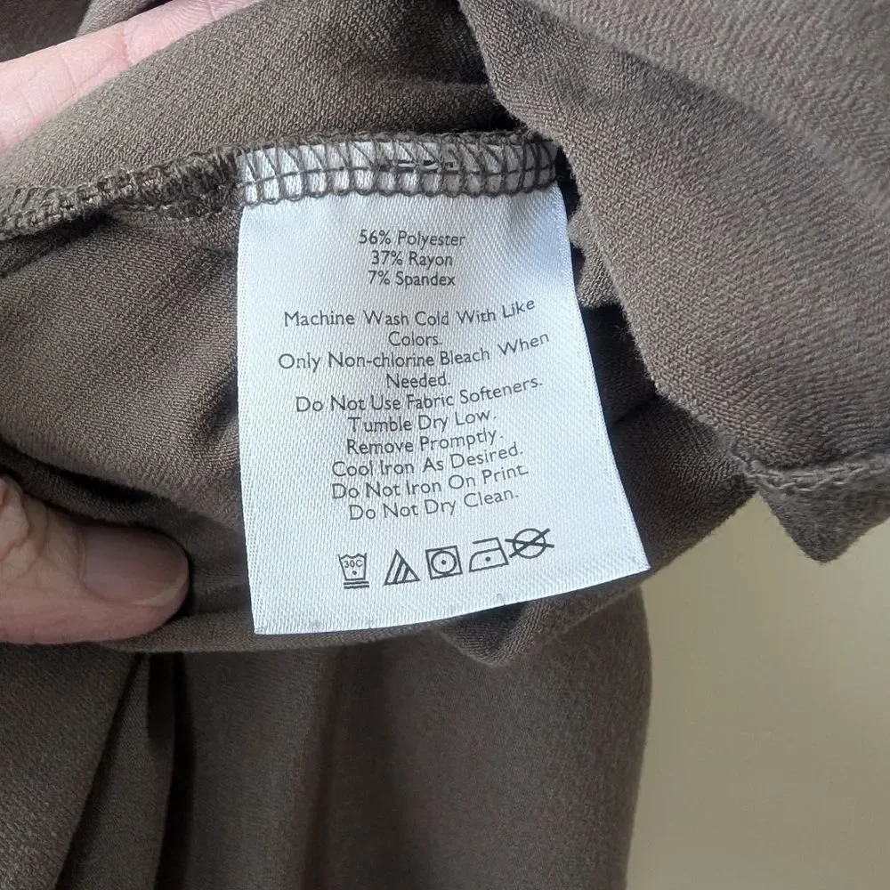 Eddie Bauer Julia Travex Packable Travel Skirt Brown Stretch Knit Knee Size M